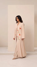 The Fatma Floral Embroidered Abaya with Tie Front - TAL by The Abaya Lab