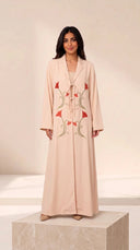 The Fatma Floral Embroidered Abaya with Tie Front - TAL by The Abaya Lab