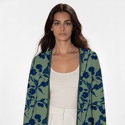 The Fatma Olive Blue Floral Abaya - TAL by The Abaya Lab