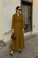 The Fatma Olive Wrap Collar Dress - TAL by The Abaya Lab