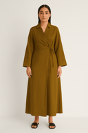 The Fatma Olive Wrap Collar Dress - TAL by The Abaya Lab