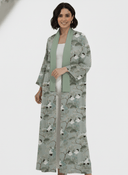 The Fatma Sage Green Crane Abaya - TAL by The Abaya Lab