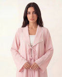 The Fawzia Lace Trim Tie-Front Abaya - TAL by The Abaya Lab