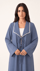 The Fawzia Lace Trim Tie-Front Abaya - TAL by The Abaya Lab