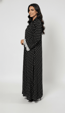 The Fay Classic Polka Dot Abaya with Lace Trim Sleeves - TAL by The Abaya Lab