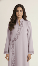 The Ghada Embroidered Wrap Detail Linen Abaya - TAL by The Abaya Lab