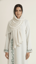 The Ghada Embroidered Wrap Detail Linen Abaya - TAL by The Abaya Lab