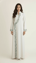 The Ghada Embroidered Wrap Detail Linen Abaya - TAL by The Abaya Lab
