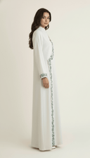 The Ghada Embroidered Wrap Detail Linen Abaya - TAL by The Abaya Lab