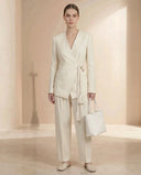The Hadeel Linen Blend Braided Tie Blazer Co-Ord Set - TAL by The Abaya Lab