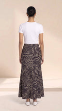 The Hadia Satin Zebra Print Maxi Skirt - TAL by The Abaya Lab
