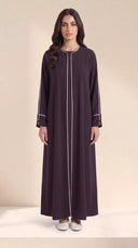 The Hafsa Classic Contrast Piping Abaya - TAL by The Abaya Lab