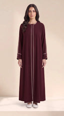 The Hafsa Classic Contrast Piping Abaya - TAL by The Abaya Lab