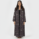 The Haifa Deep Plum Geometric Floral Abaya - TAL by The Abaya Lab