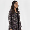 The Haifa Deep Plum Geometric Floral Abaya - TAL by The Abaya Lab
