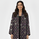 The Haifa Deep Plum Geometric Floral Abaya - TAL by The Abaya Lab