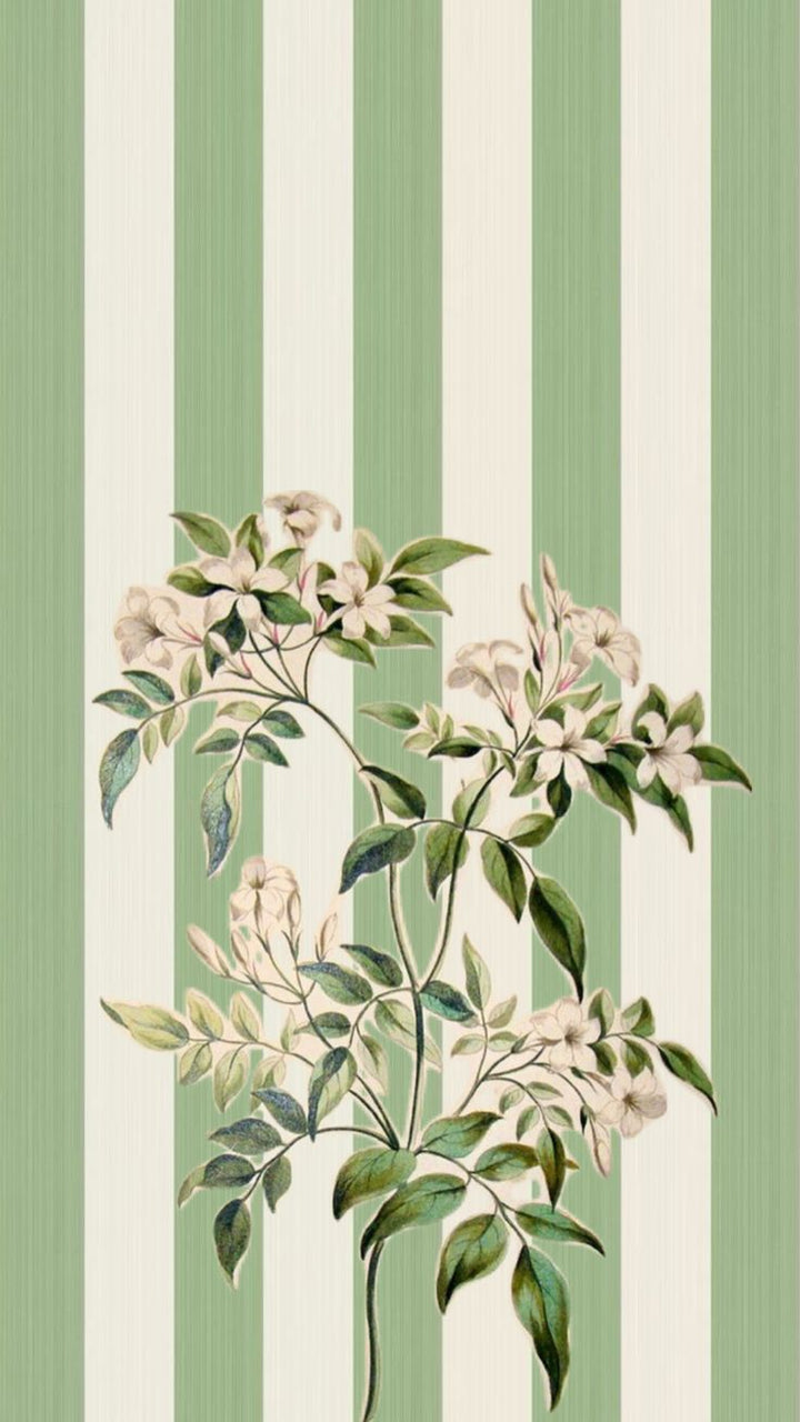 The Hamda Green & Ivory Striped Floral Abaya - TAL by The Abaya Lab
