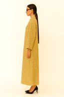 The Hamda Mustard Floral Silk Abaya - TAL by The Abaya Lab