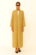 The Hamda Mustard Floral Silk Abaya - TAL by The Abaya Lab