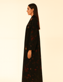 The Hana Black Abaya with Botanical Print - TAL by The Abaya Lab