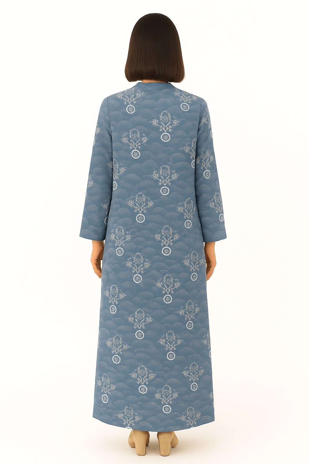The Hana Blue Printed Abaya - TAL by The Abaya Lab