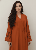 The Hana Burnt Orange Cutwork Abaya - TAL by The Abaya Lab
