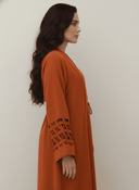 The Hana Burnt Orange Cutwork Abaya - TAL by The Abaya Lab