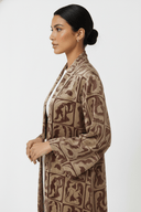 The Hana Taupe Velvet - Print Abaya - TAL by The Abaya Lab