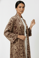 The Hana Taupe Velvet - Print Abaya - TAL by The Abaya Lab