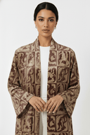 The Hana Taupe Velvet - Print Abaya - TAL by The Abaya Lab