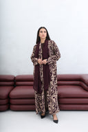 The Hana Taupe Velvet - Print Abaya - TAL by The Abaya Lab