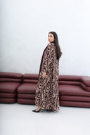 The Hana Taupe Velvet - Print Abaya - TAL by The Abaya Lab