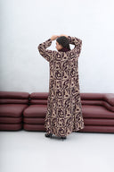 The Hana Taupe Velvet - Print Abaya - TAL by The Abaya Lab