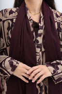 The Hana Taupe Velvet - Print Abaya - TAL by The Abaya Lab