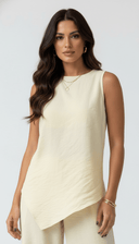The Haneen Linen - Blend Asymmetric Top & Trouser Set - TAL by The Abaya Lab