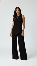 The Haneen Linen - Blend Asymmetric Top & Trouser Set - TAL by The Abaya Lab