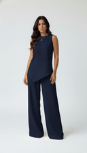 The Haneen Linen - Blend Asymmetric Top & Trouser Set - TAL by The Abaya Lab