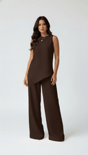 The Haneen Linen - Blend Asymmetric Top & Trouser Set - TAL by The Abaya Lab