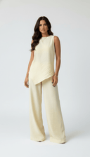 The Haneen Linen - Blend Asymmetric Top & Trouser Set - TAL by The Abaya Lab