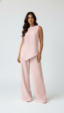 The Haneen Linen - Blend Asymmetric Top & Trouser Set - TAL by The Abaya Lab