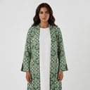 The Haneen Sage Green Geometric Abaya - TAL by The Abaya Lab