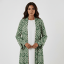 The Haneen Sage Green Geometric Abaya - TAL by The Abaya Lab