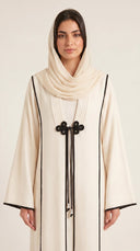 The Hawraa Pleated Collar Detail Abaya with Cord Tie Accent - TAL by The Abaya Lab
