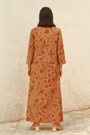 The Hessa Beige & Rust Floral Abaya - TAL by The Abaya Lab
