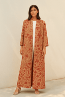 The Hessa Beige & Rust Floral Abaya - TAL by The Abaya Lab