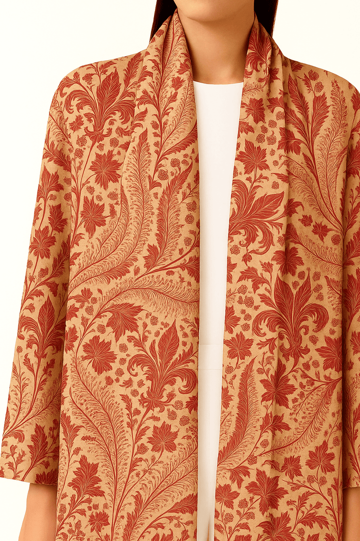 The Hessa Beige & Rust Floral Abaya - TAL by The Abaya Lab