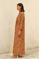 The Hessa Beige & Rust Floral Abaya - TAL by The Abaya Lab