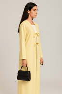 The Hessa Butter Yellow Bow Abaya - The Abaya Lab