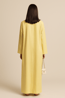 The Hessa Butter Yellow Bow Abaya - The Abaya Lab