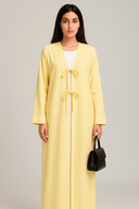 The Hessa Butter Yellow Bow Abaya - The Abaya Lab